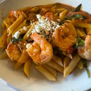 Shrimp Penne with Creamy Rosa Pasta Sauce - Lydi Out Loud