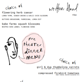 Written Hand Pre-Theater Dining Experience Photo