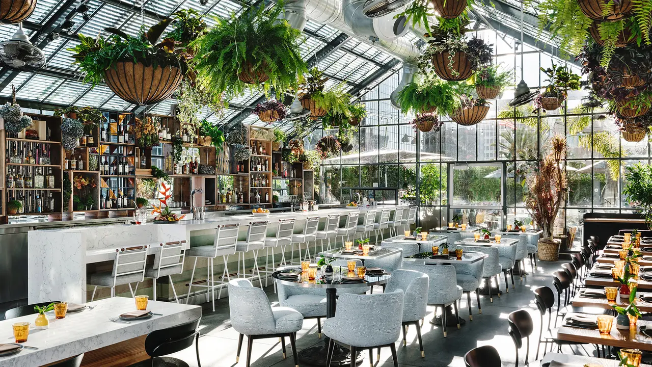 Lush greenhouse and outdoor garden terrace Lush greenhouse and outdoor garden terrace - Openaire, Los Angeles, CA