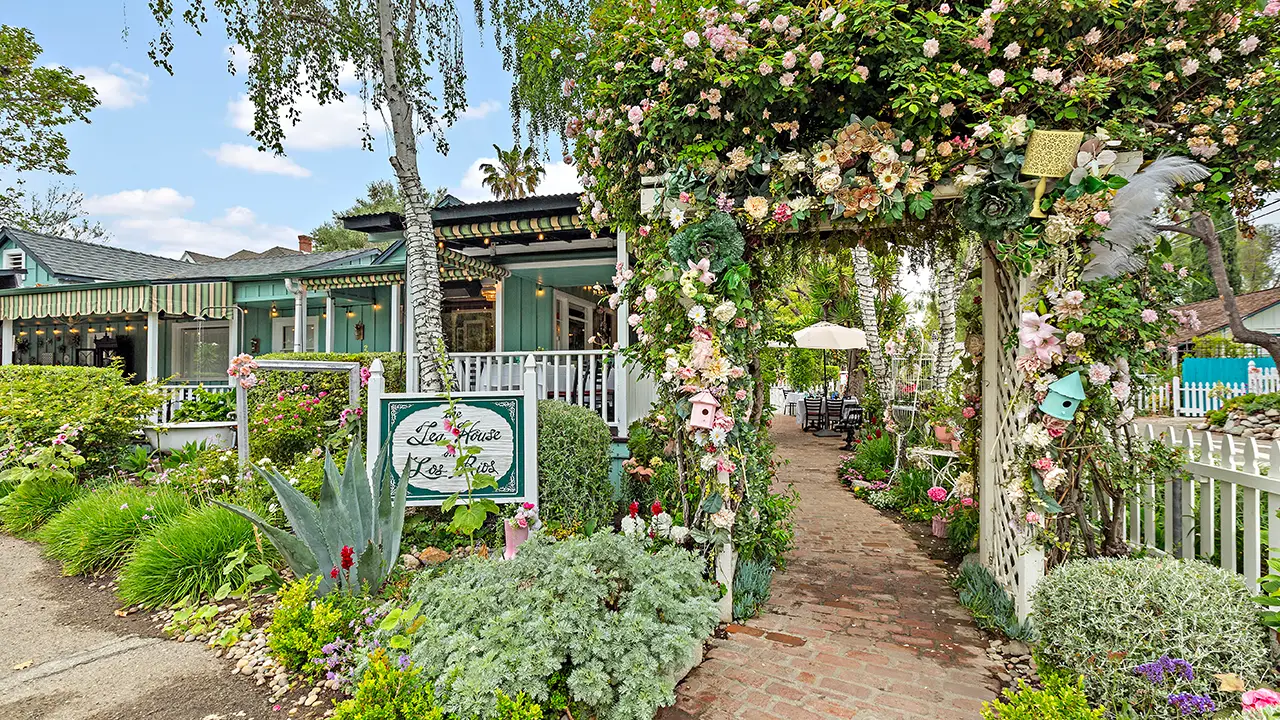 Flower covered entrance, The Tea House on Los Rios - The Tea House on Los Rios, San Juan Capistrano, CA