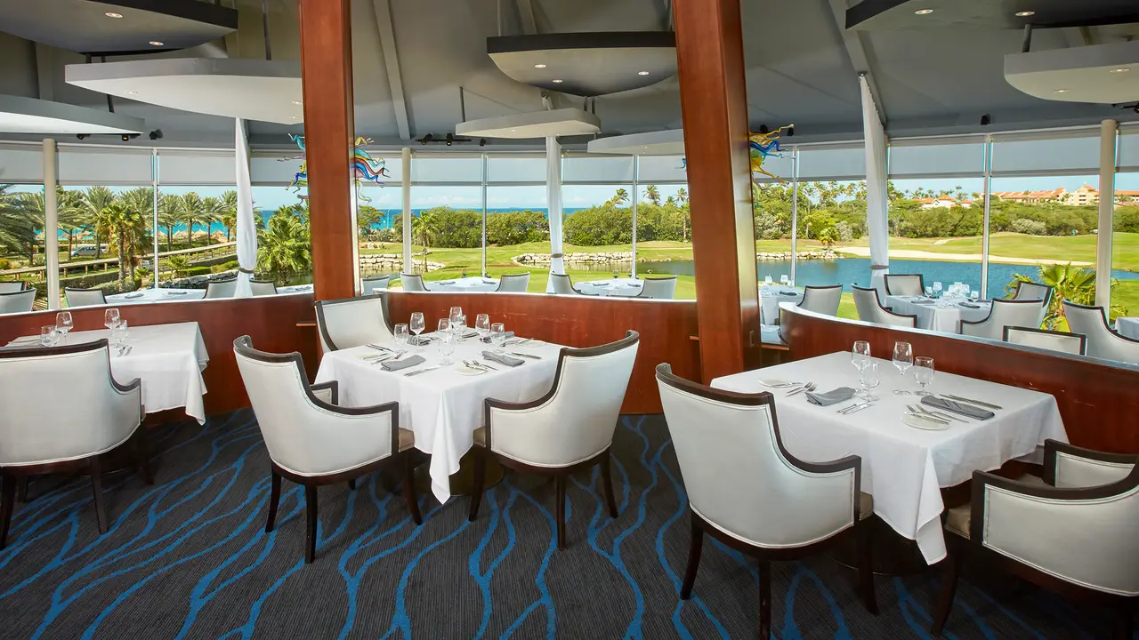 180-degree views of the golf course &amp; ocean beyond - Windows on Aruba Restaurant, Oranjestad, Aruba