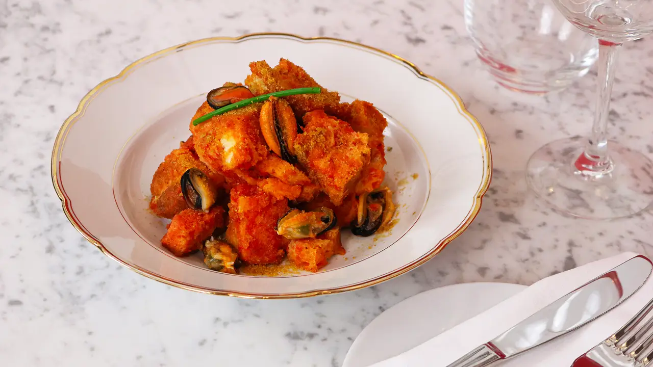 "To die for" Pappa al pomodoro, cozze & bottarga "To die for" Pappa al pomodoro, cozze & bottarga - Manfredi Milano, Milano, Citta Metropolitana di Milano