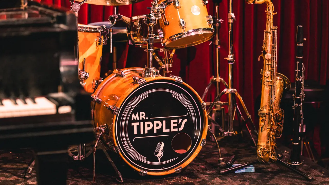 stage instruments  - Mr. Tipple’s Jazz Club, San Francisco, CA