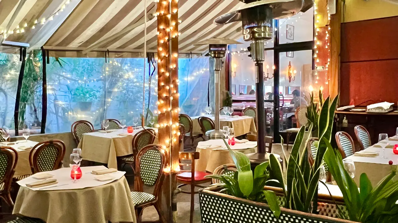 Covered and heated patio room serves year round - Mathilde French Bistro, San Francisco, CA