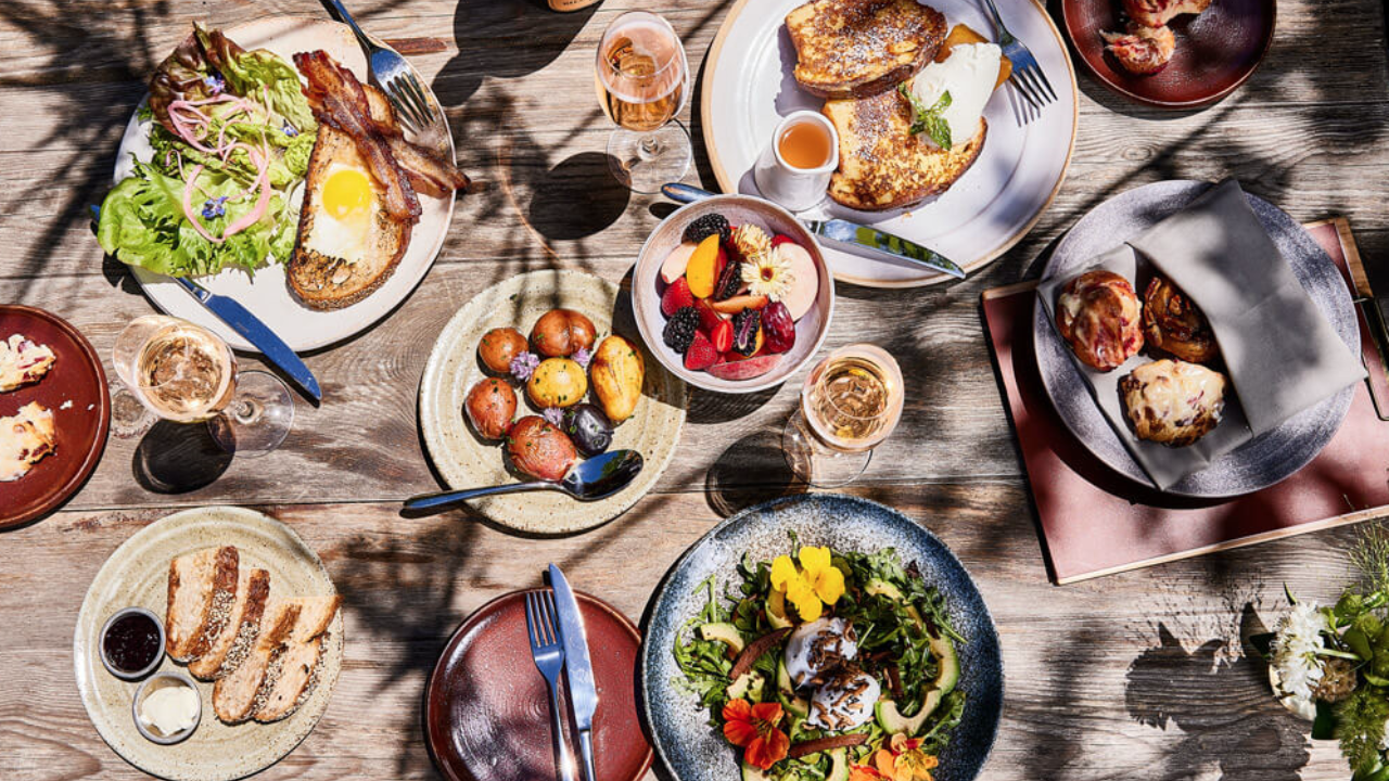 Hotel, restaurant, food, haute cuisine, fine salad piled on