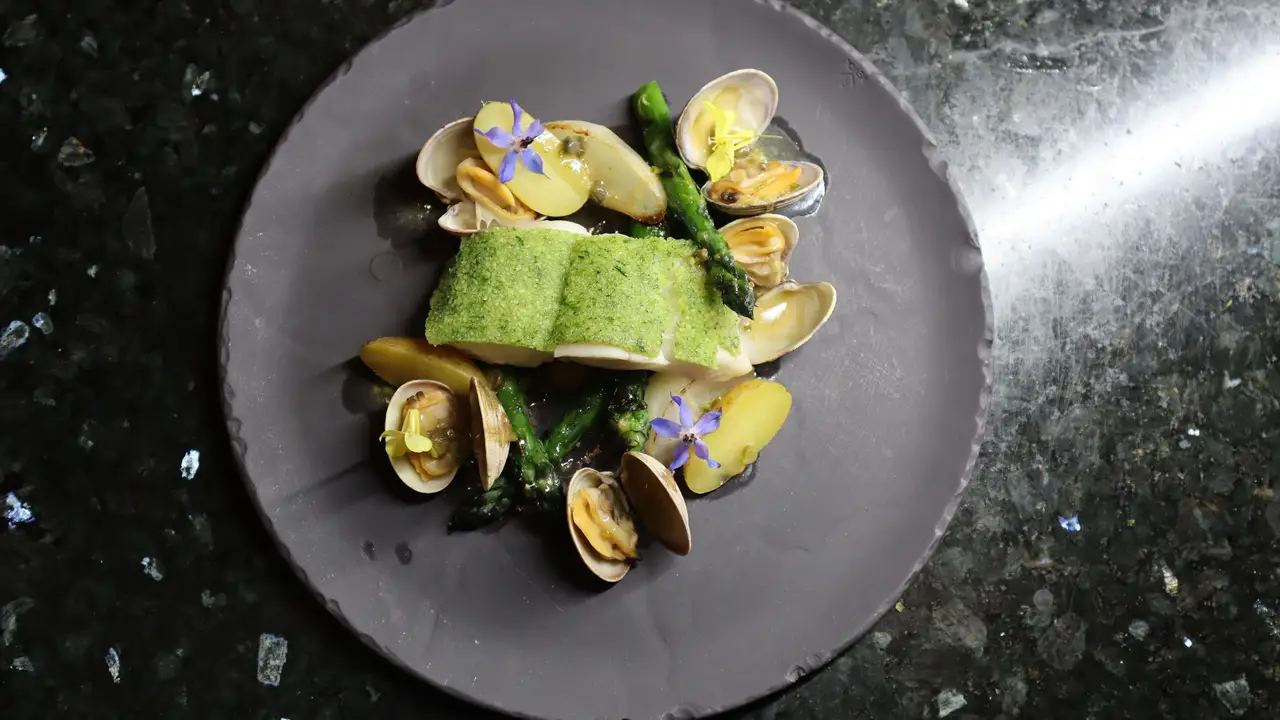 Herb Crusted Halibut &amp; Clams - Fable Kitchen, Vancouver, BC