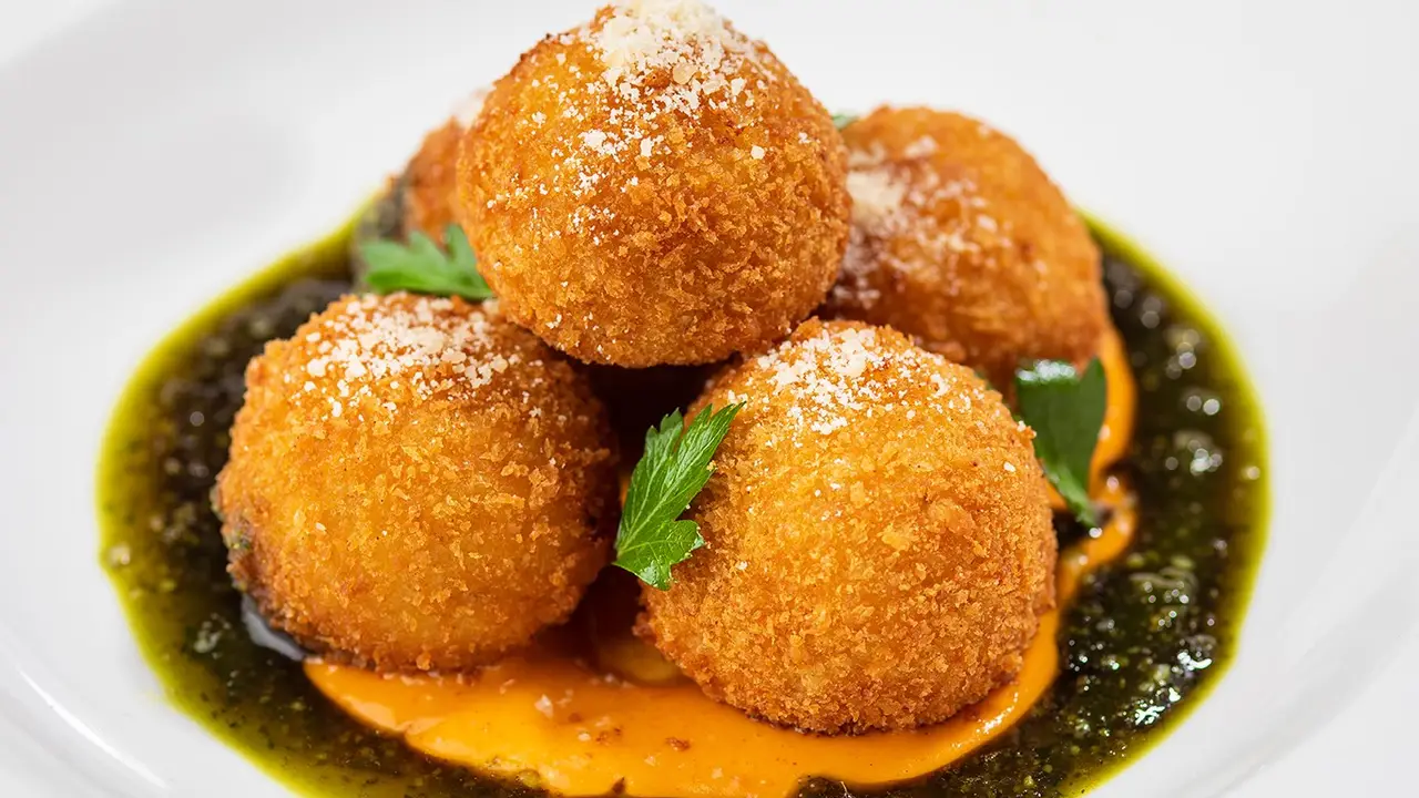 Four Cheese Arancini Four Cheese Arancini - Cooper's Hawk Winery & Restaurant - iDrive, Orlando, FL