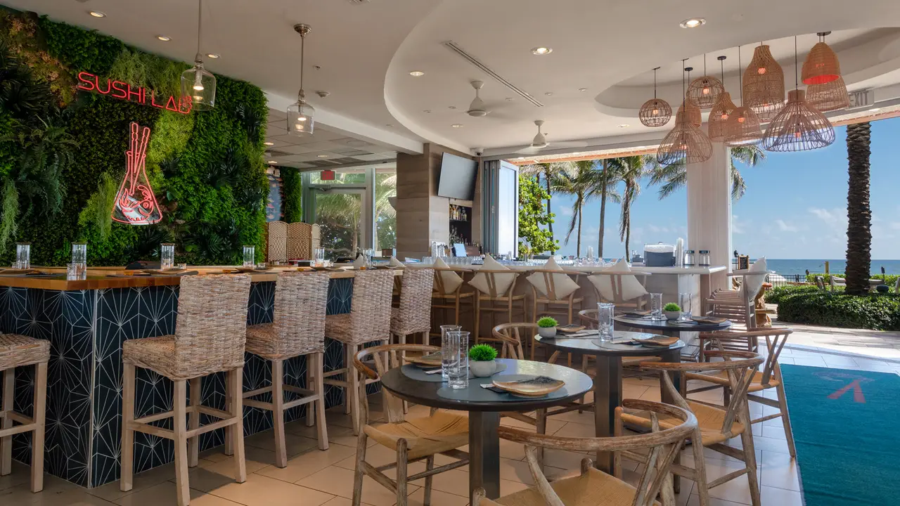 Oceanfront dining with outdoor seating available. - Sushi Lab, Pompano Beach, FL