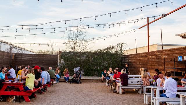 St. Elmo Brewing has a nice outdoor patio with ample seating and a small event stage.