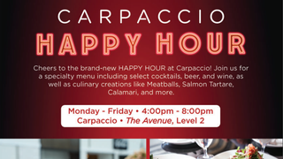 写真（Carpaccio Happy Hour Mon-Fri 4pm-8pm）