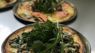 Tarte Flambé & Wine Photo