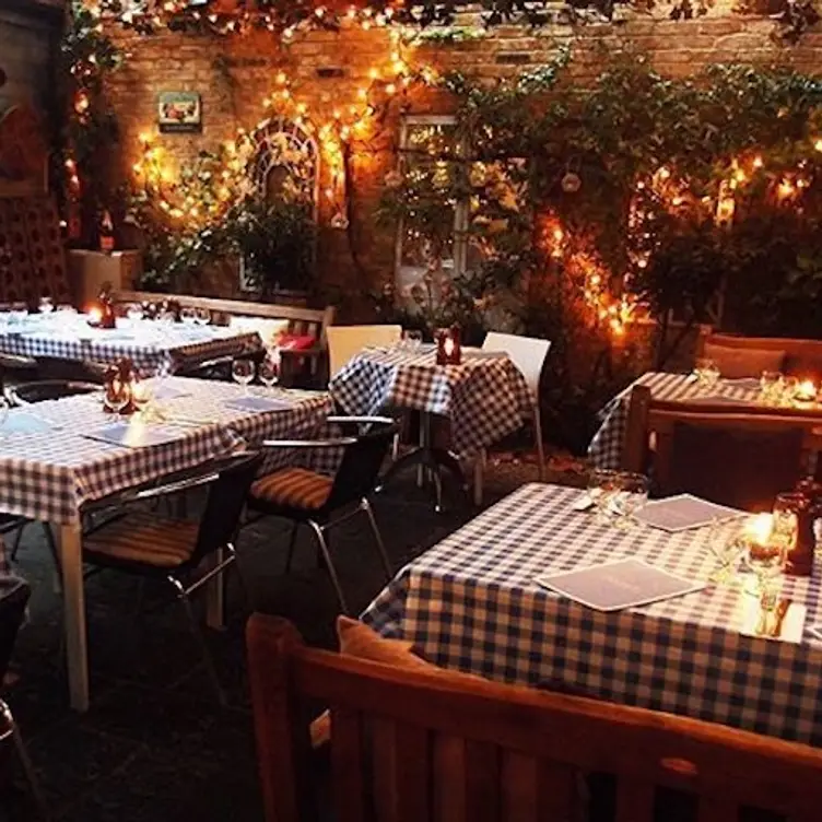 Professional Nighttime Garden Pic With Round Table - Megan's, London, 