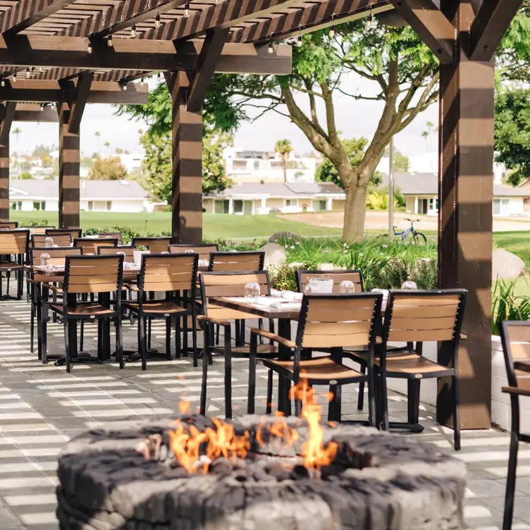 The Grill Patio with Firepits and Golf Course View - Brickmans Restaurant & Bar (formerly The Grill), San Marcos, CA