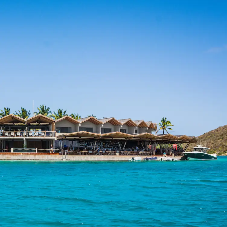 Open-air restaurant, and a killer Caribbean view.  - Saba Rock Virgin Gorda North Sound