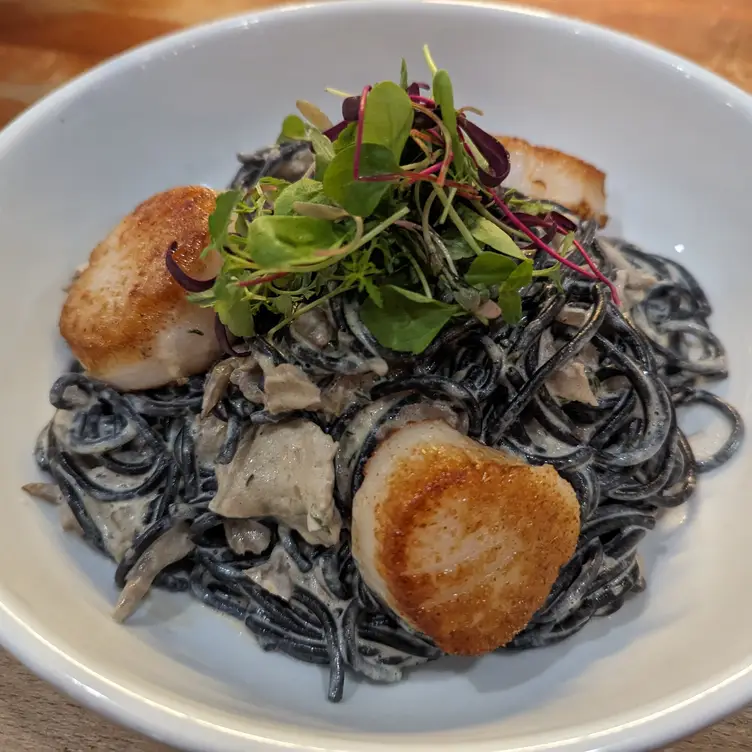 Seared Scallops, Squid Ink Pasta (May '24 Special) - Rustic Kitchen, Los Angeles, CA