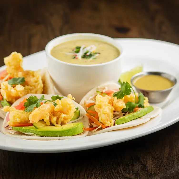 Crispy Shrimp Tacos &amp; Tomatillo Bisque - Cooper's Hawk Winery & Restaurant - Dania Beach, Dania Beach, FL