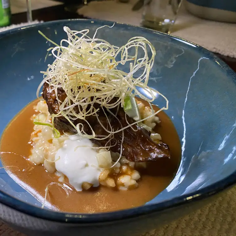 Bison steak with succotash (all locally sourced) - Meander, Spearfish, SD