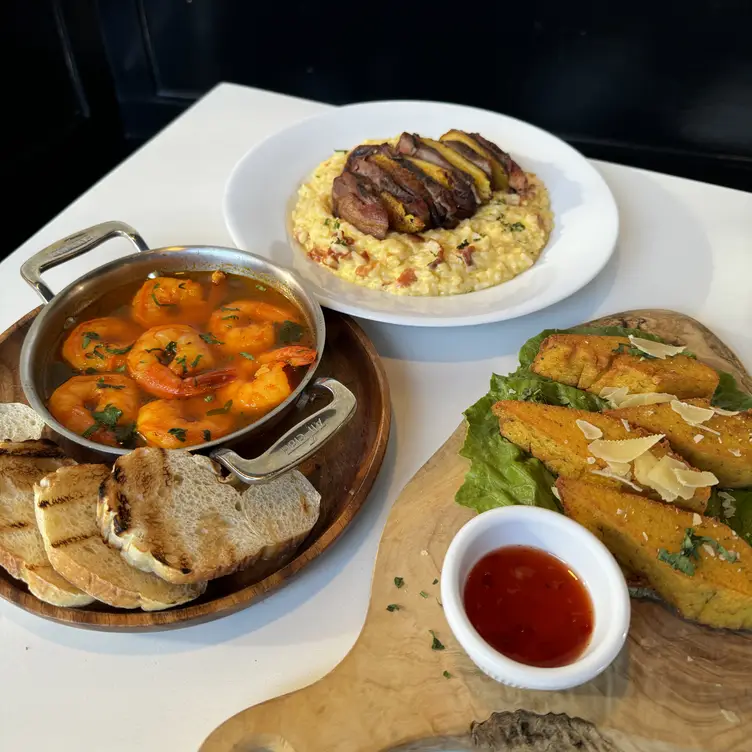 Garlic Shrimp, Filet Mignon Risotto, Fried Polenta - Cana Bar & Lounge, Bridgeport, CT