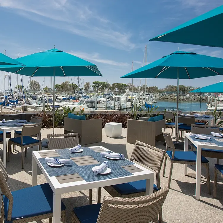 Expansive patios with firepits on the Boardwalk - Sally's Fish House & Bar, San Diego, CA