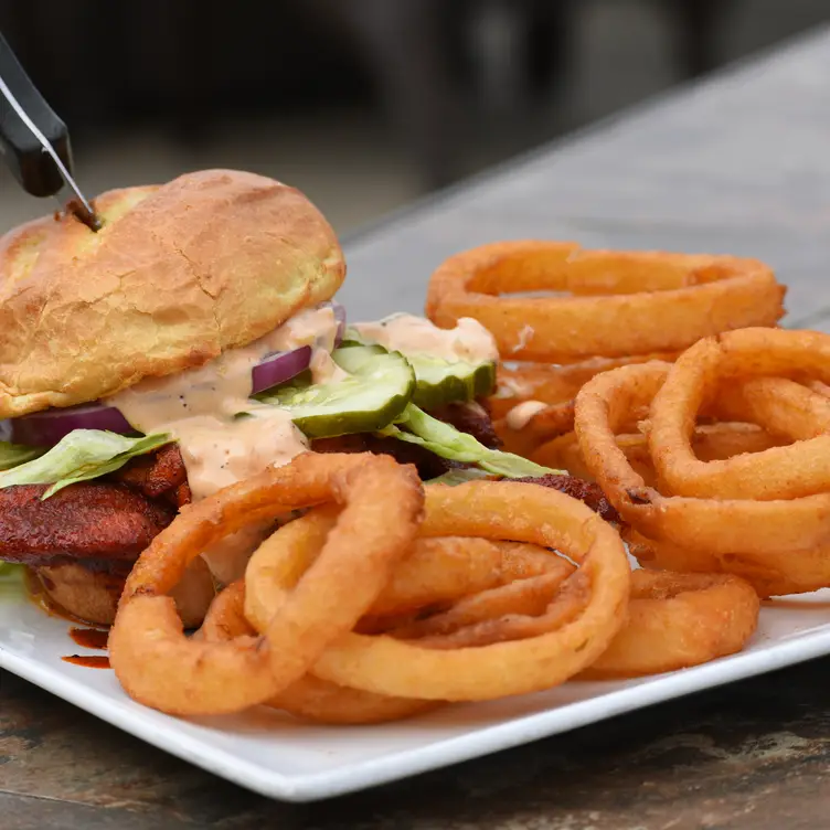 Nashville Hot Chicken Sandwich with Chipotle Sauce - Firewater Tavern at Wamesit, Tewksbury, MA