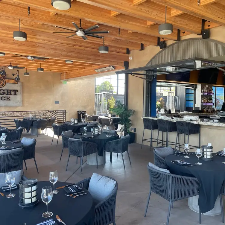 Ambience of the indoor/outdoor dining - Flight Deck, Huntington Beach, CA