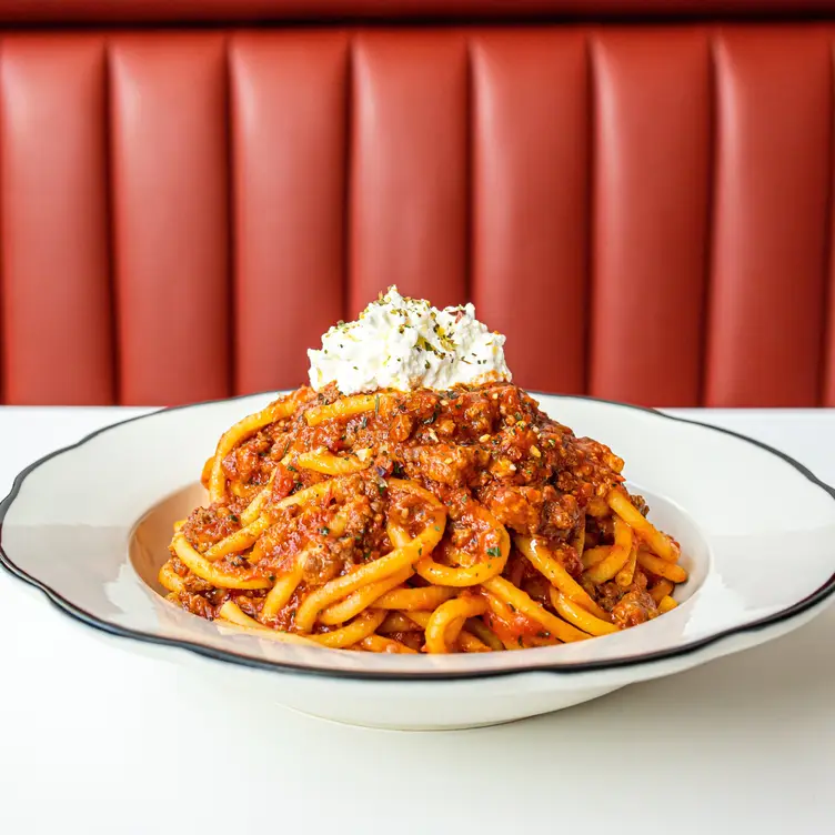 Our Signature Bucatini with Spicy Neapolitan Ragu - Caruso's Grocery - DC, Washington, DC