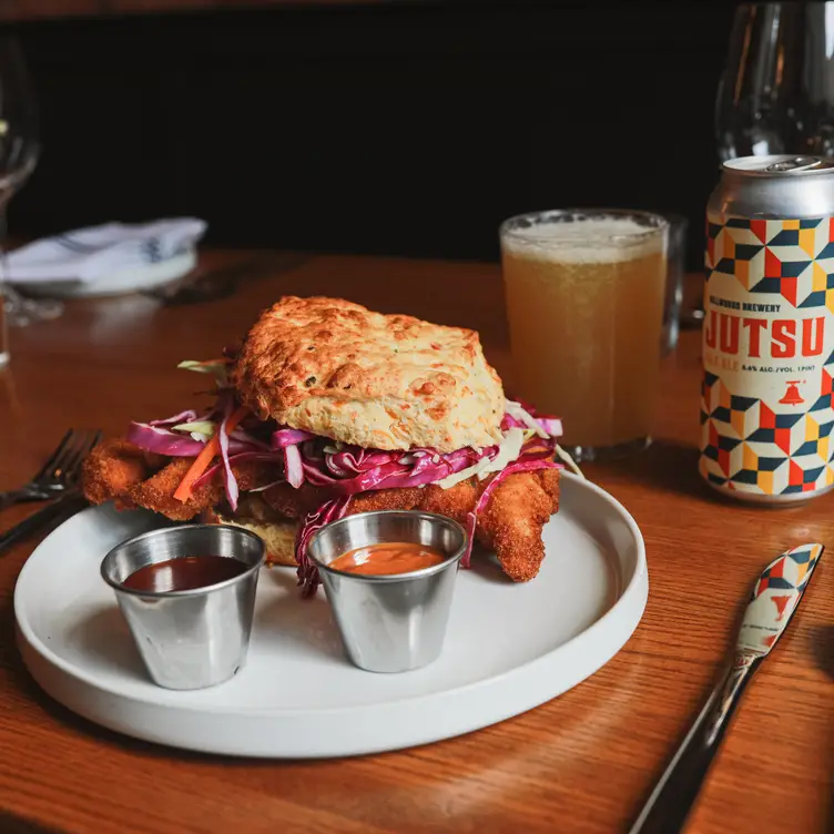 Nashville hot chicken sandwich - Oddfellows Restaurant MI Iron Mountain