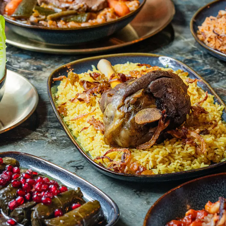 lamb shank, stuffed grape leaves (dolma), tabouleh - Queen Mama's Kitchen OR Portland