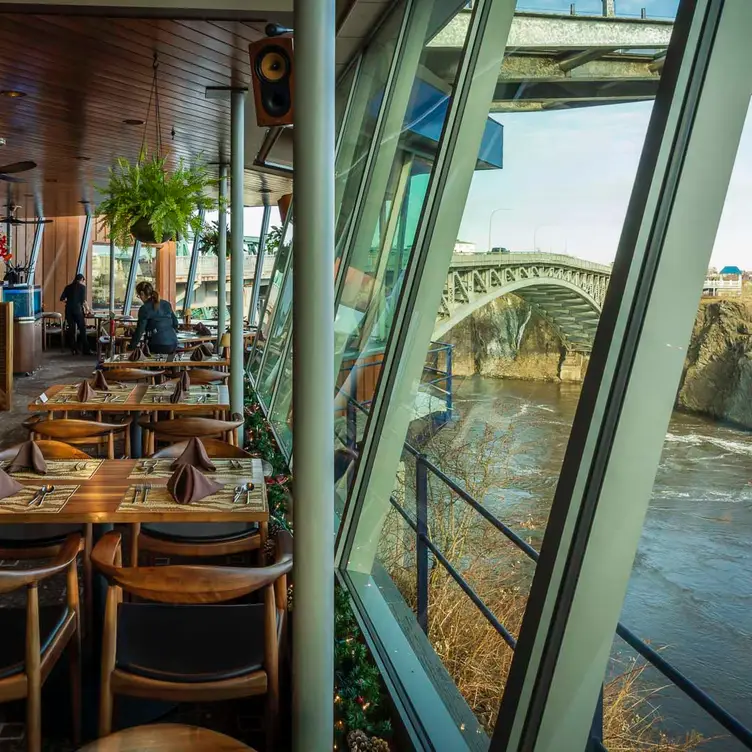 Beautiful interior &amp; view of the water. - Reversing Falls Restaurant, Saint John, NB