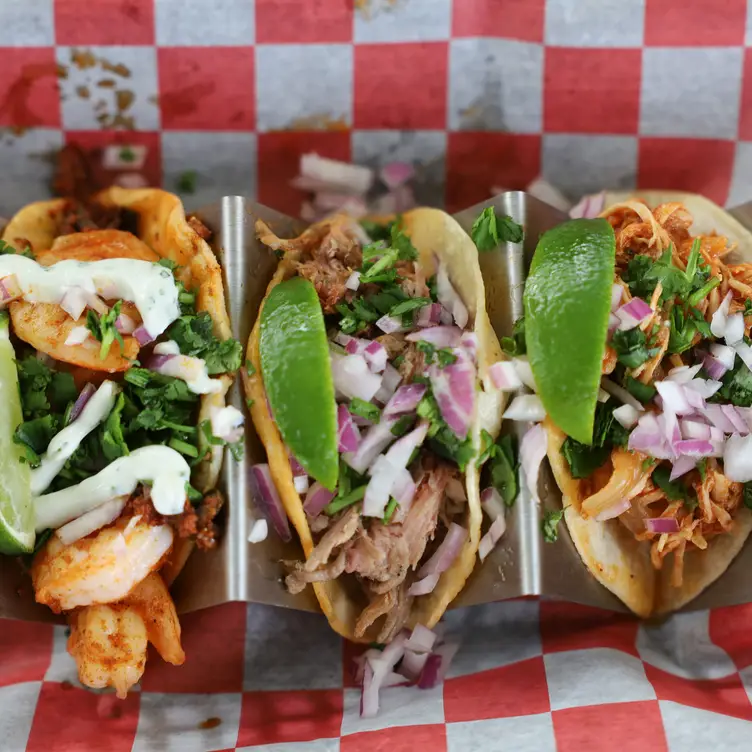 Shrimp and Chorizo, Barbecue  and  Chicken tacos - The Farmstead Nashville TN Nashville