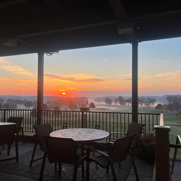 out/indoor seating w/ view overlooking Ford Lake - Eagle Crest Lakeview Restaurant and Bar MI Ypsilanti