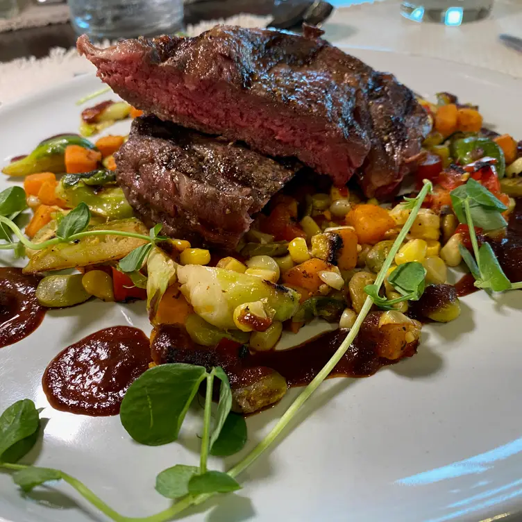 Bison steak with succotash (all locally sourced) - Meander, Spearfish, SD