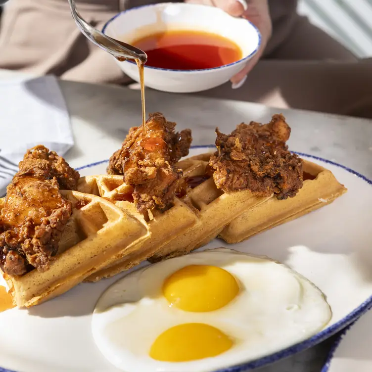 Hot Honey Chicken and Waffles - 22 Square Restaurant & Bar, Savannah, GA