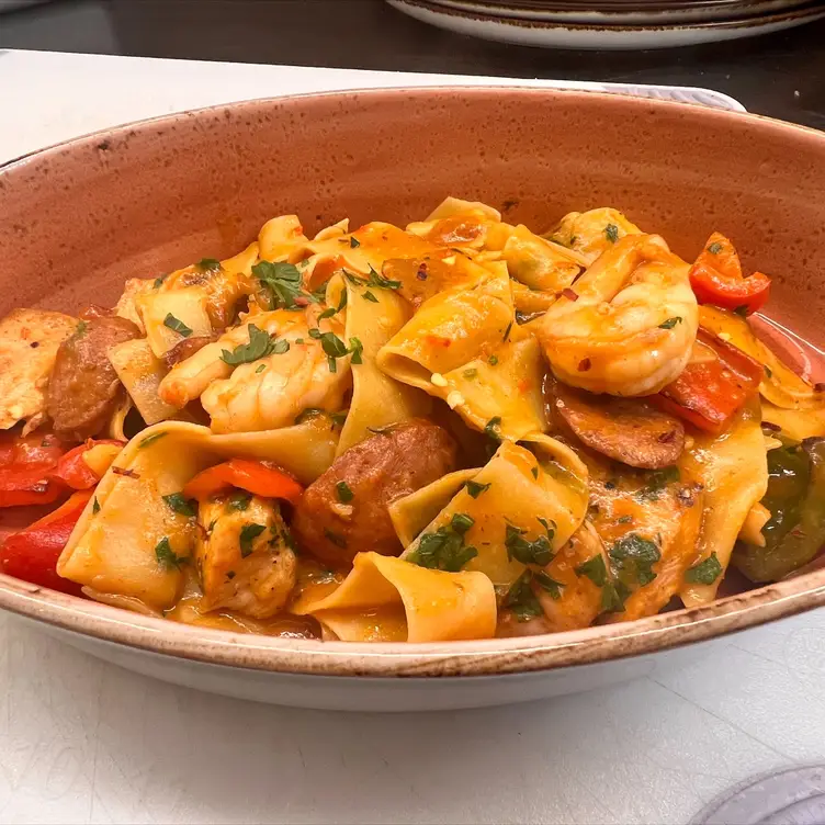 JAMBALAYA PAPPARDELLE - Sevens Bar and Grill at Sonesta San Jose, Milpitas, CA