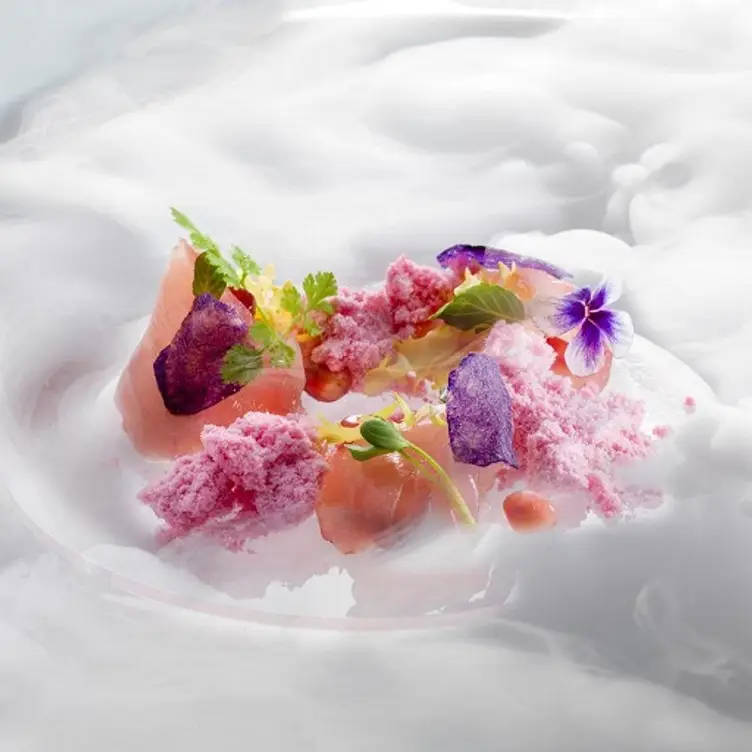 Amberjack Marinated In White Balsamic Vinegar With Pomegranate Snow - Ora by Heinz Beck - Permanently Closed, London, 