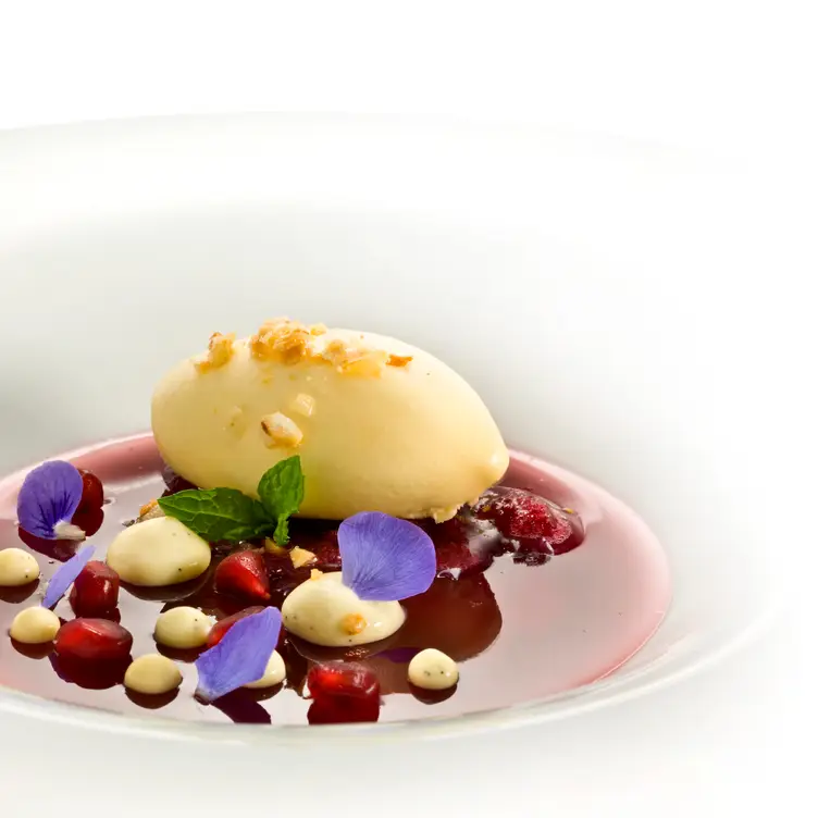 Pomegranate Jelly With Salted Pine Seeds Ice Cream - Ora by Heinz Beck - Permanently Closed, London, 