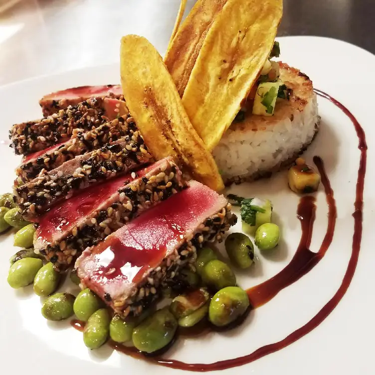 Seared Ahi Tuna w/ Fried Plantains and Sticky Rice - Michelson and Morley, Cleveland, OH