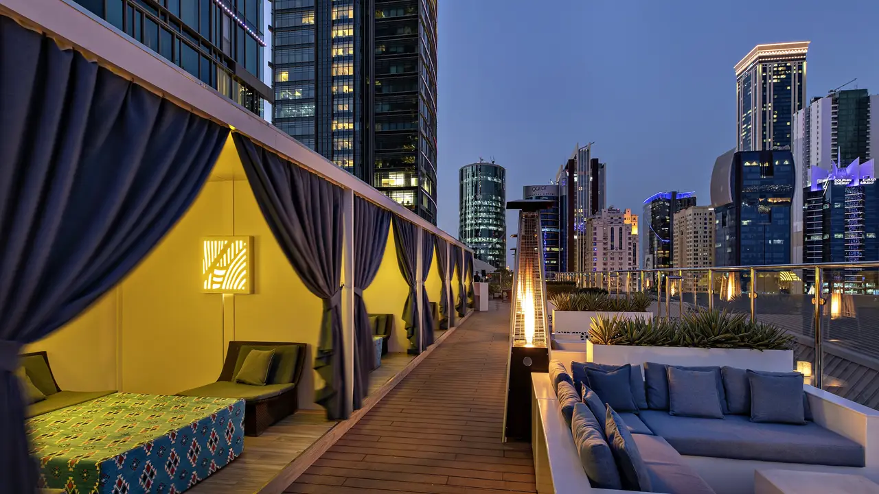 Alfresco dining, Doha skyline, BBQ, Middle Eastern - Aqua Lounge - Marriott Marquis City Center Doha, Doha, Doha