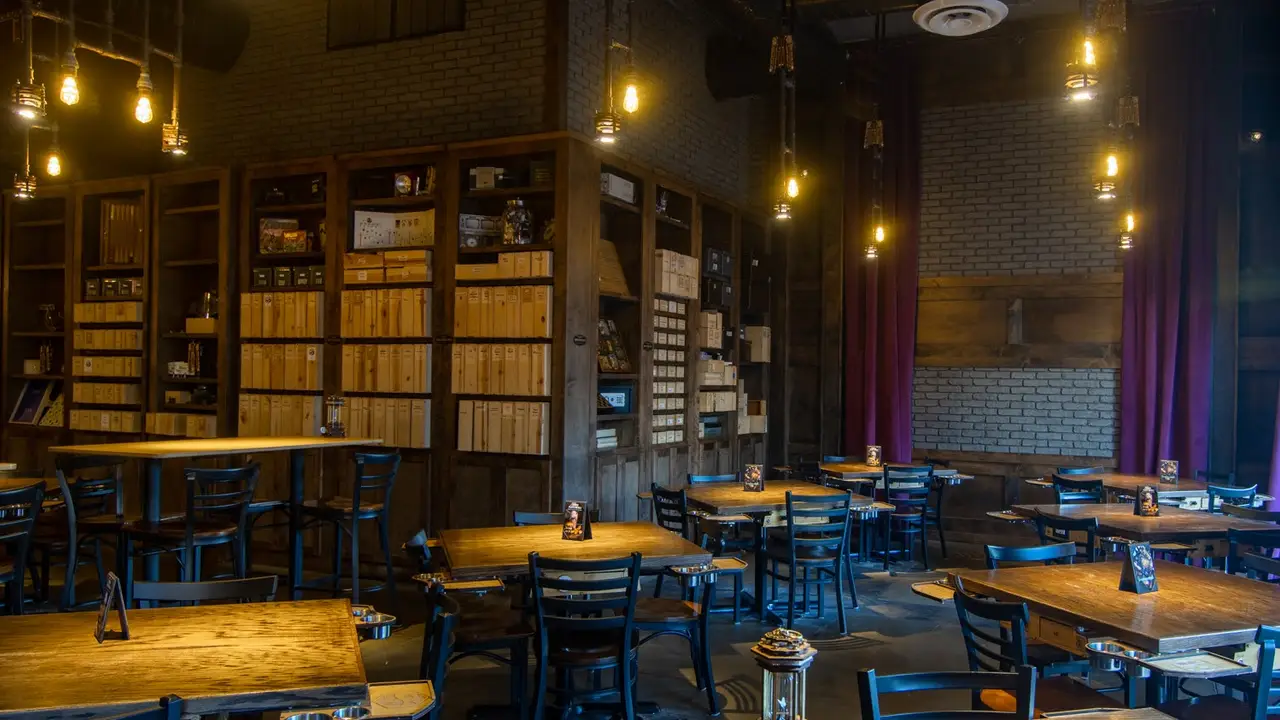 Vigilante's custom board gaming tables. - Vigilante Gastropub & Games, Austin, TX