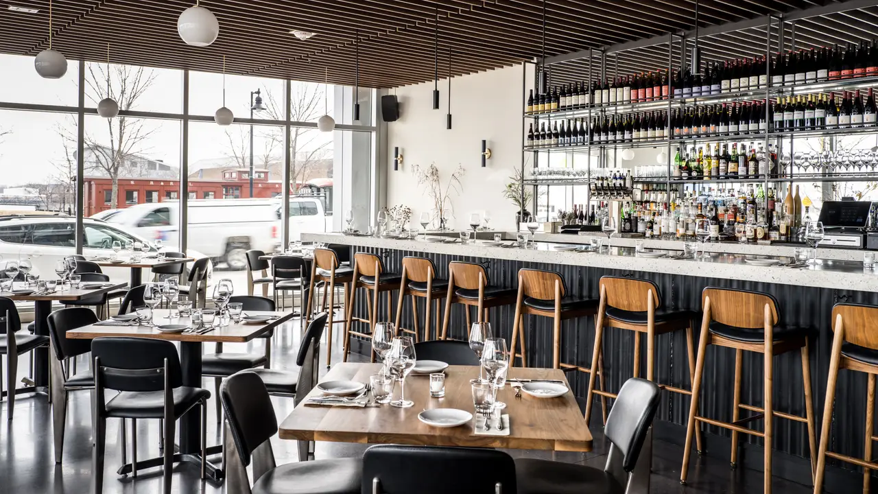 Our main dining room and dining counter - Helm Oyster Bar + Bistro, Portland, ME