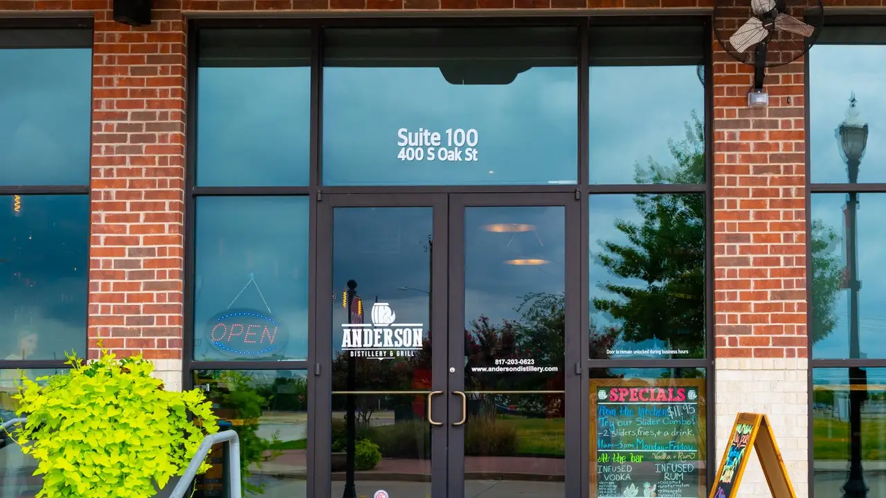 Front of the distillery and grill - Anderson Distillery and Grill, Roanoke, TX