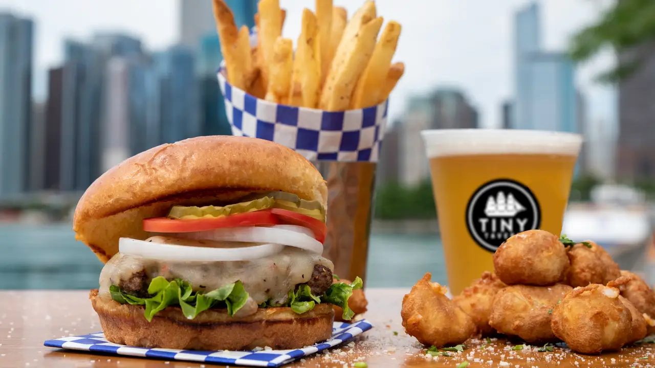 Try our Tavern Burger  - Tiny Tavern on Navy Pier, Chicago, IL