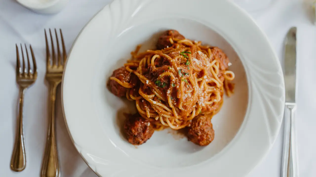Our Spaghetti with Homemade Meatballs - Trattoria Vittoria, Santa Barbara, CA