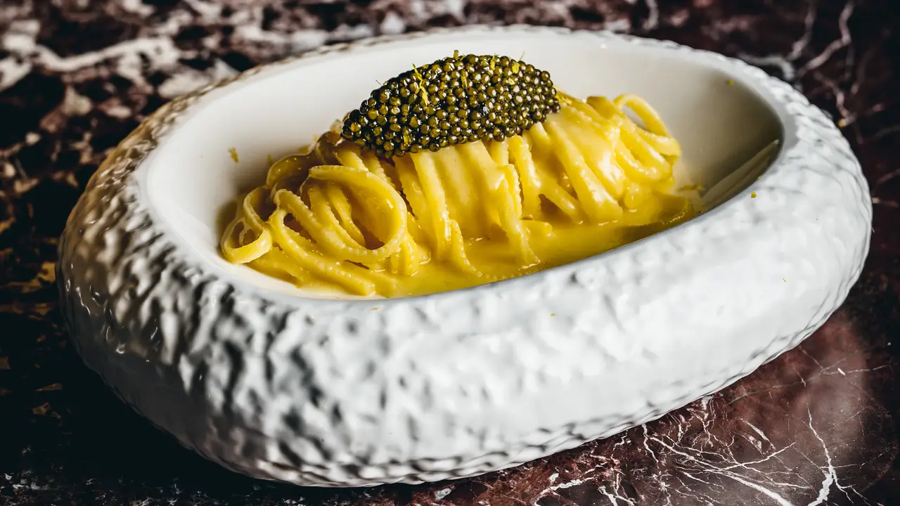Oscietra Caviar, Fresh Linguine and Parmesan Sauce - Miro, London, Greater London