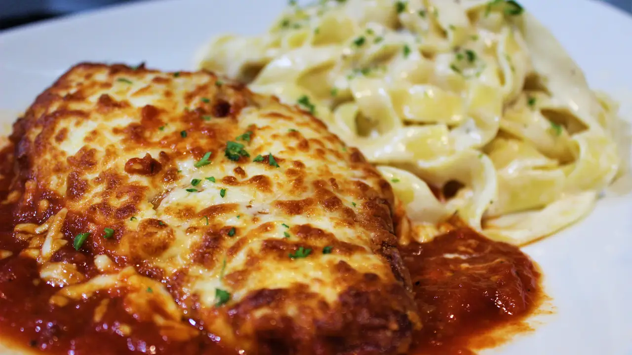 Chicken Parmesan with fettucine alfredo - Pasta Polo Coquitlam, Coquitlam, BC