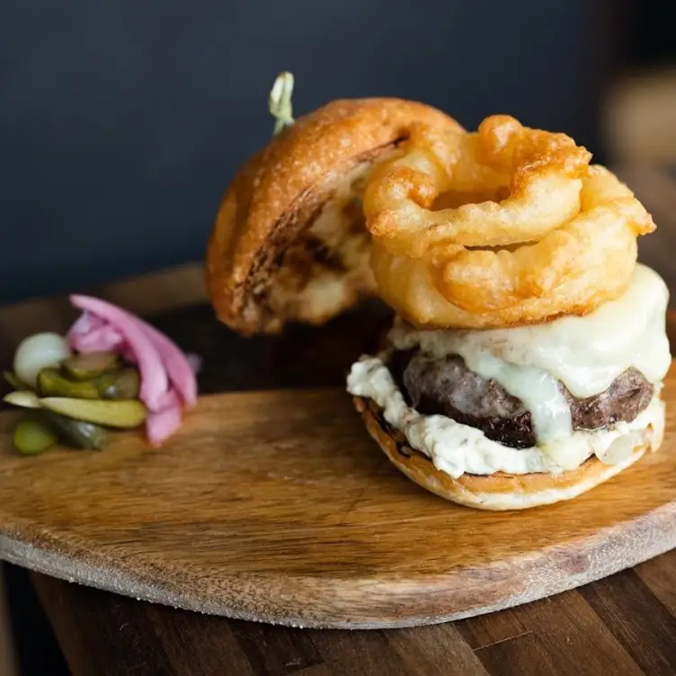 Burger with 5 Hour Onions and Alpine Cheeses  - NORMANDIE, Portland, OR