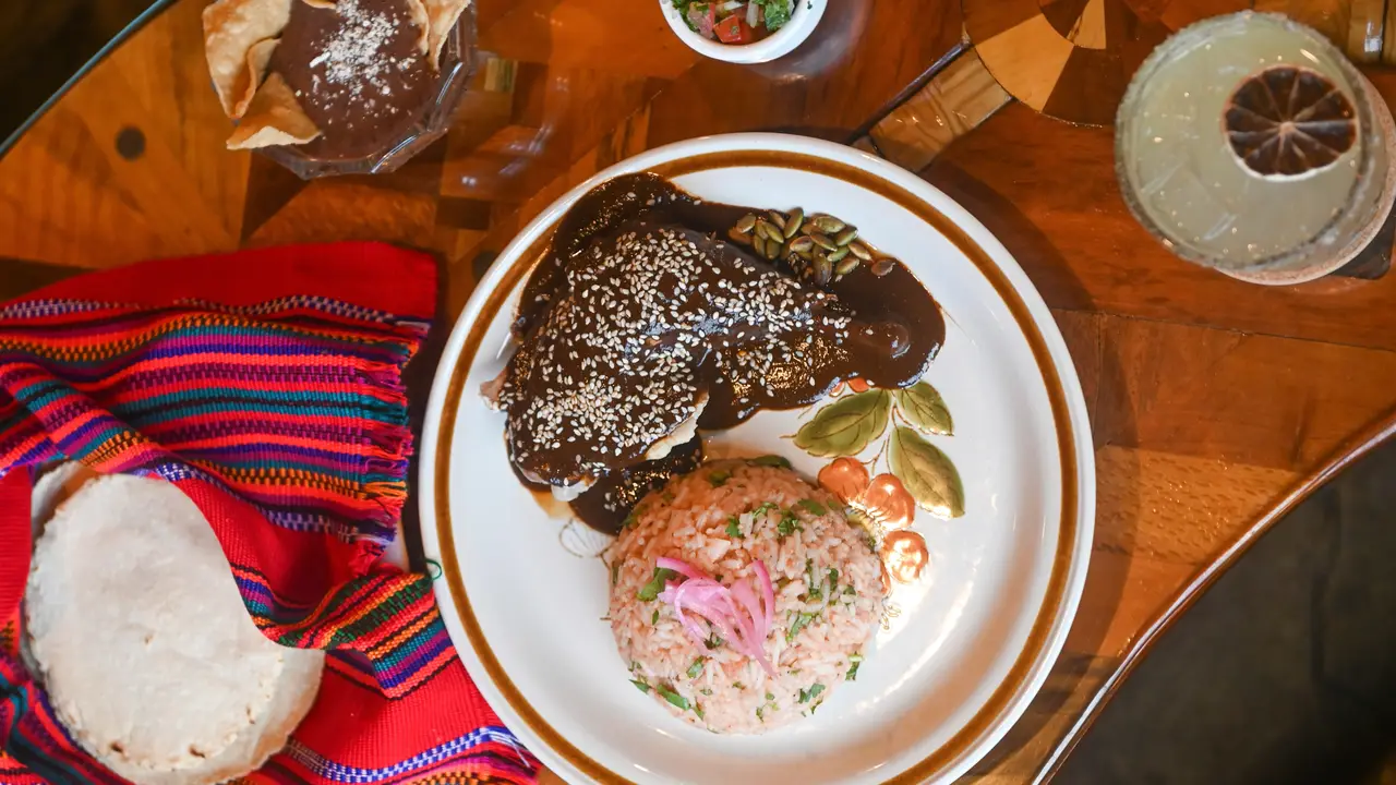 Pollo Con Mole served with house-made tortillas - Rosefinas, Billinudgel, AU-NSW