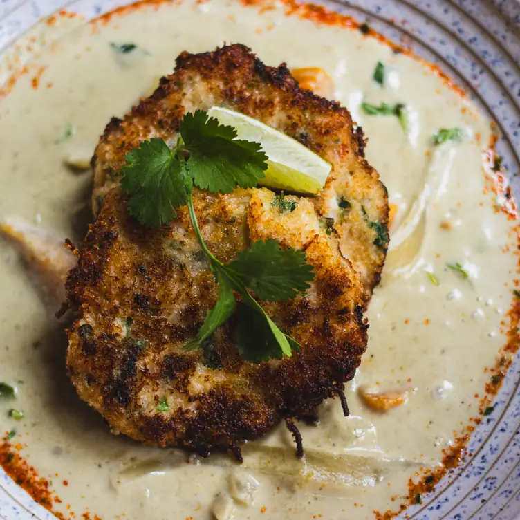 Crab & Shrimp Cakes over Green Curry - Jujube, Chapel Hill, NC