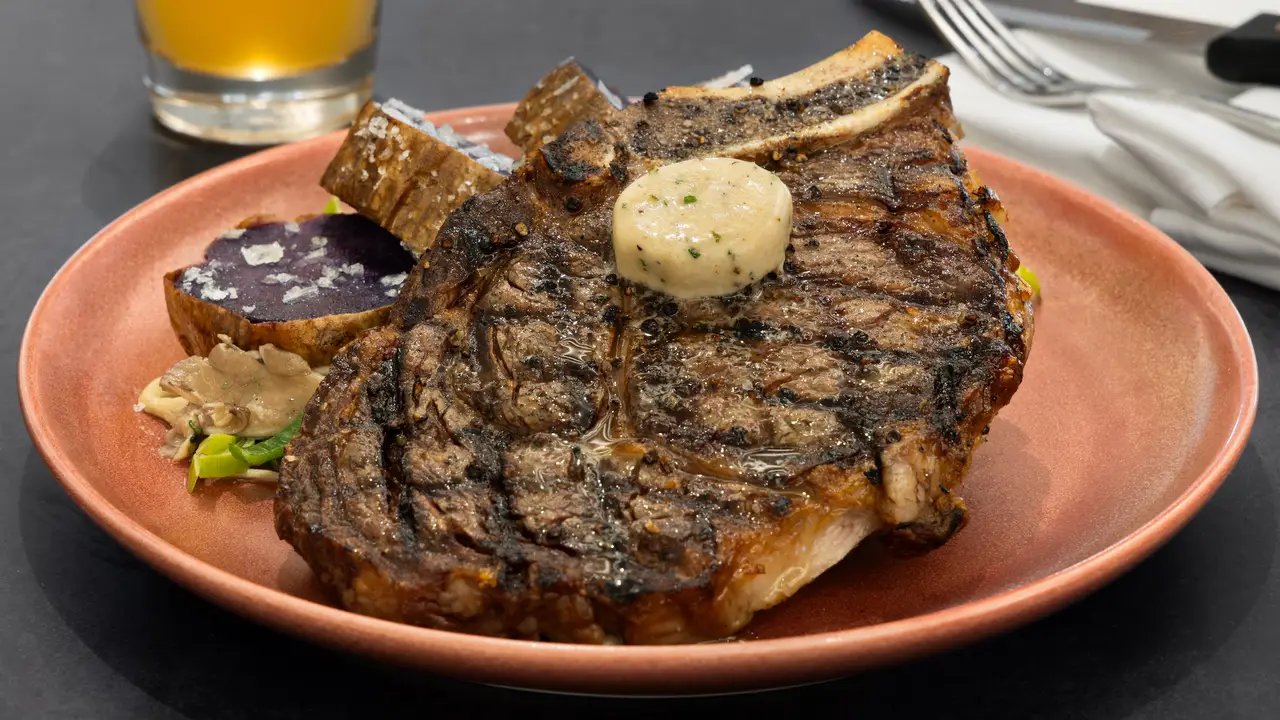 Harris Ranch 28 Dry Aged Bone in Ribeye - California Kitchen + Cocktails, Universal City, CA