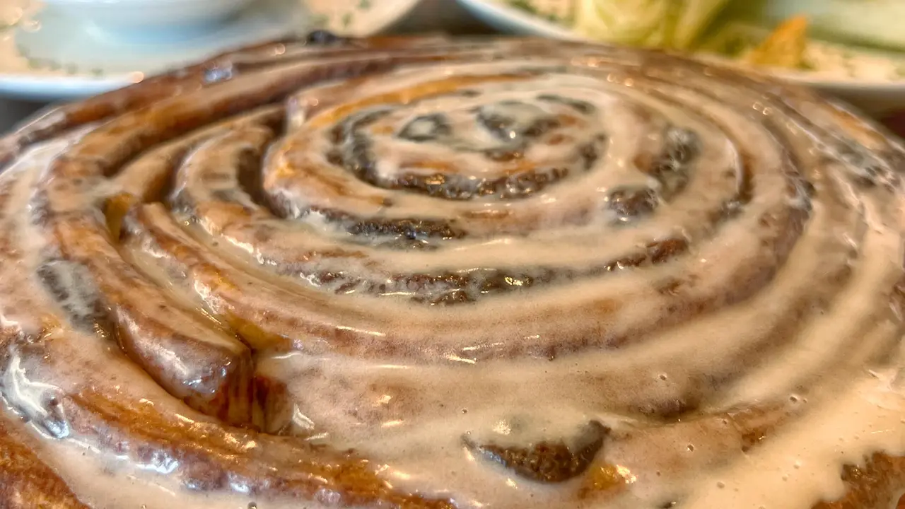 Plums famous two pound Cinnamon Roll - Plums Cafe, Costa Mesa, CA